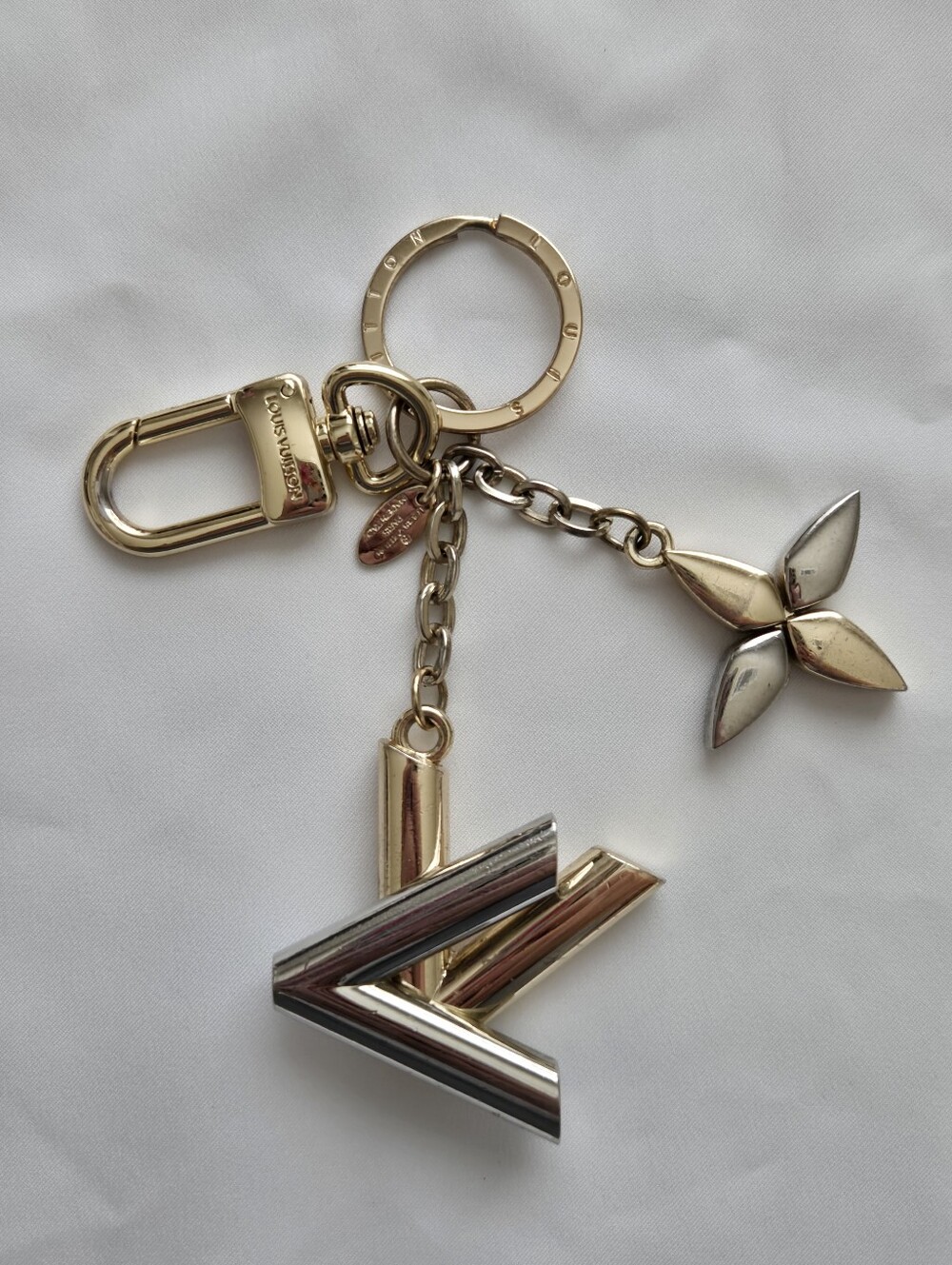 Louis Vuitton Twist Charm Key Holder and Bag Charm Gold & Silver Tone Metal